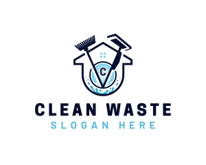 Home Cleaning Mop Broom logo design