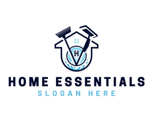 Home Cleaning Mop Broom logo design