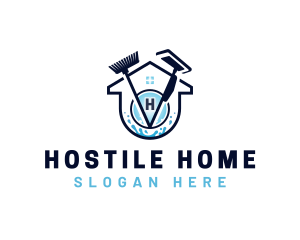 Home Cleaning Mop Broom logo design