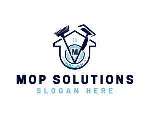 Home Cleaning Mop Broom logo design