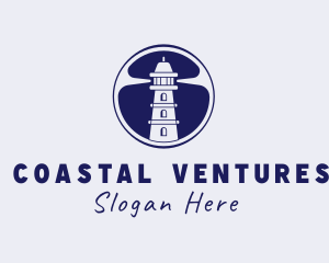 Beach Lighthouse Tower logo design