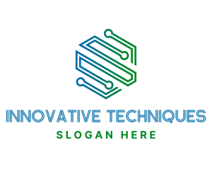 Hexagon Technology Circuit  logo design