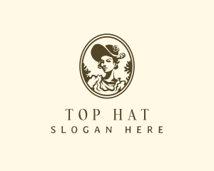 Woman Fashionista Hat Dress logo design