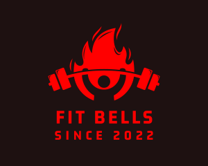 Fitness Weightlifting Fire logo design