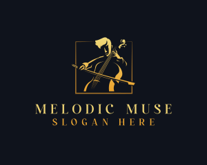 Musician Cello Instrument logo design