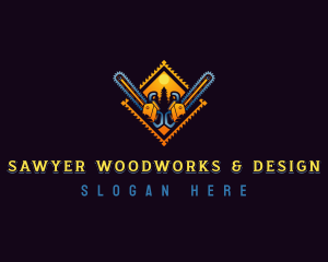 Chainsaw Woodwork Logging logo design