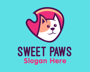 Happy Cute Pet Cat Badge logo