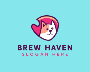 Happy Cute Pet Cat Badge logo design