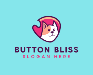 Happy Cute Pet Cat Badge logo design