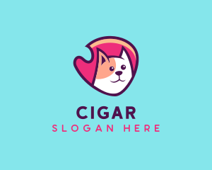 Happy Cute Pet Cat Badge logo design