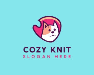 Happy Cute Pet Cat Badge logo design