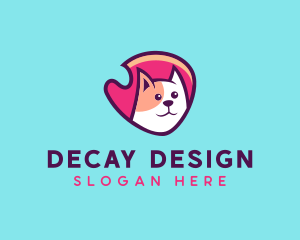 Happy Cute Pet Cat Badge logo design