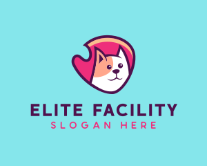 Happy Cute Pet Cat Badge logo design