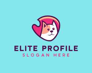 Happy Cute Pet Cat Badge logo design