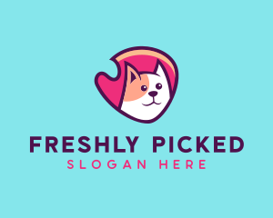 Happy Cute Pet Cat Badge logo design