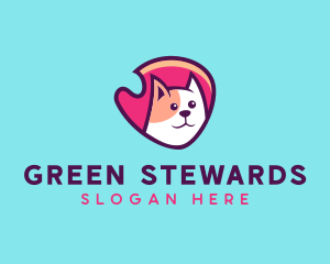 Happy Cute Pet Cat Badge logo design