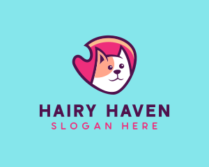 Happy Cute Pet Cat Badge logo design