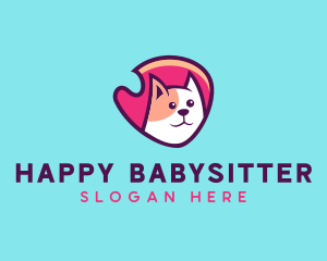 Happy Cute Pet Cat Badge logo design