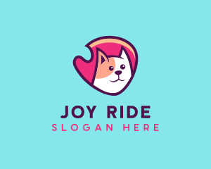 Happy Cute Pet Cat Badge logo design