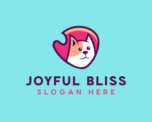 Happy Cute Pet Cat Badge logo design