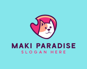 Happy Cute Pet Cat Badge logo design