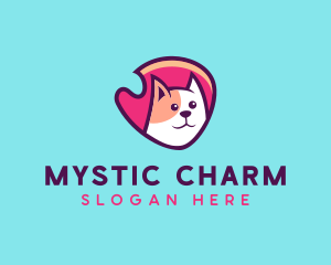 Happy Cute Pet Cat Badge logo design