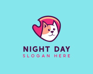 Happy Cute Pet Cat Badge logo design