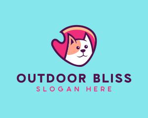 Happy Cute Pet Cat Badge logo design