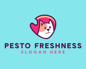 Happy Cute Pet Cat Badge logo design