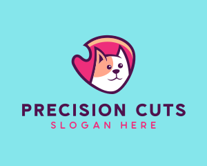 Happy Cute Pet Cat Badge logo design