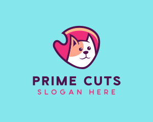 Happy Cute Pet Cat Badge logo design