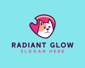 Happy Cute Pet Cat Badge logo design