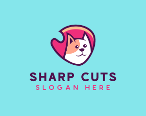 Happy Cute Pet Cat Badge logo design