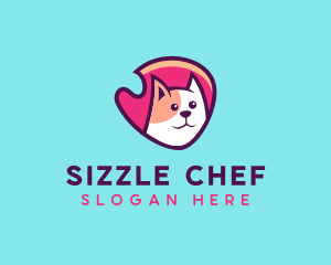 Happy Cute Pet Cat Badge logo design