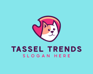 Happy Cute Pet Cat Badge logo design