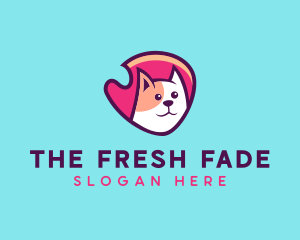 Happy Cute Pet Cat Badge logo design