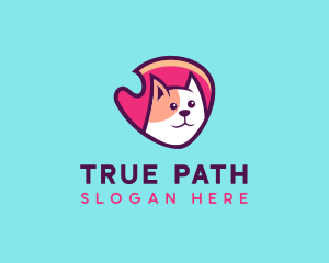 Happy Cute Pet Cat Badge logo design