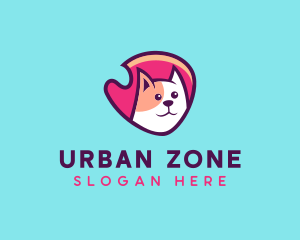 Happy Cute Pet Cat Badge logo design