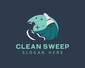 Cleaning Broom Housekeeping logo design