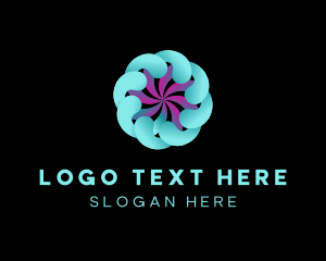 3d Digital Swirl Flower logo