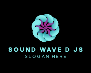 3d Digital Swirl Flower logo design