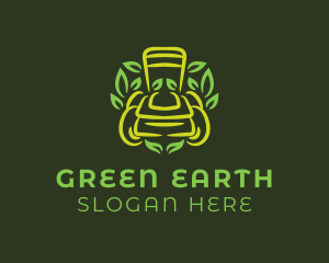 Green Lawn Mower Leaf logo design