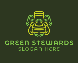 Green Lawn Mower Leaf logo design