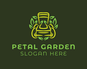 Green Lawn Mower Leaf logo design