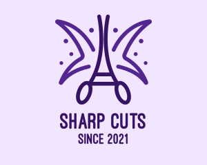 Purple Butterfly Scirssors logo design