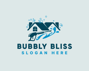 Pressure Washer Bubble House logo design