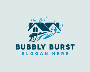 Pressure Washer Bubble House logo design