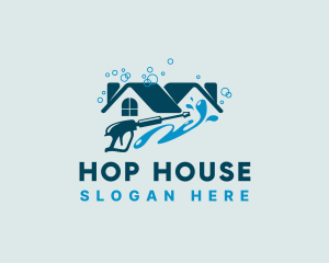 Pressure Washer Bubble House logo design