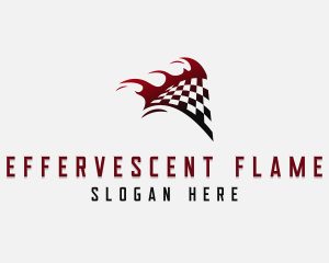 Flaming Racing Flag  logo design