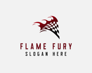 Flaming Racing Flag  logo design